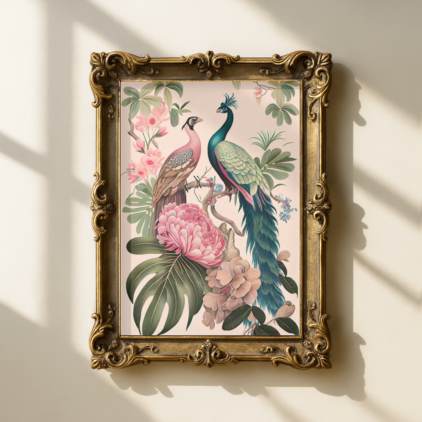peacock floral wall art printable