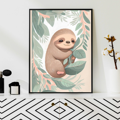 tropical sloth wall art