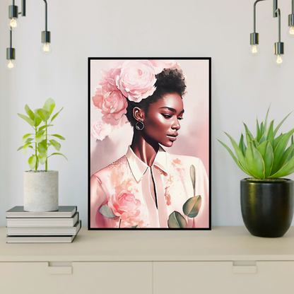 soft pink peony woman portrait
