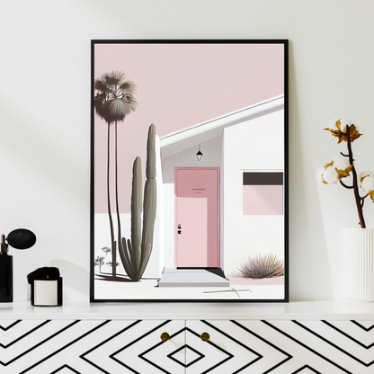 minimal desert wall art pink tones