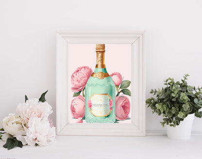 pastel champagne bottle wall art
